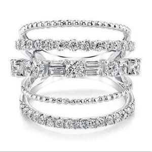💍NEW 925 STERLING SILVER DIAMOND MULTI BAND RING